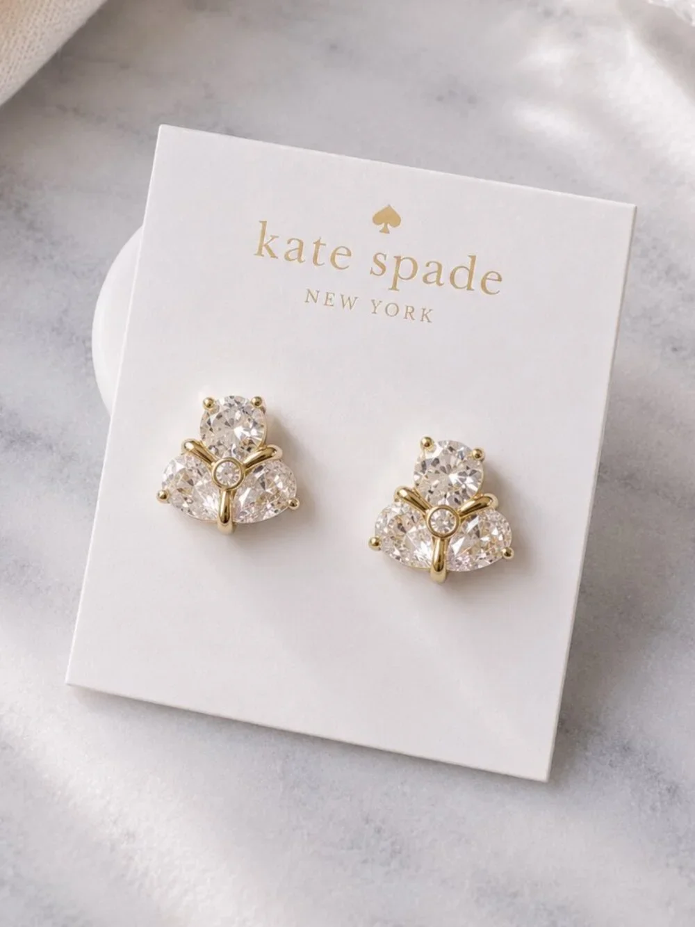 Kate Spade Gold Crystal Floral Stud Earrings